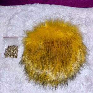 Super Cute Yellow Faux Fur Pom Pom Purse